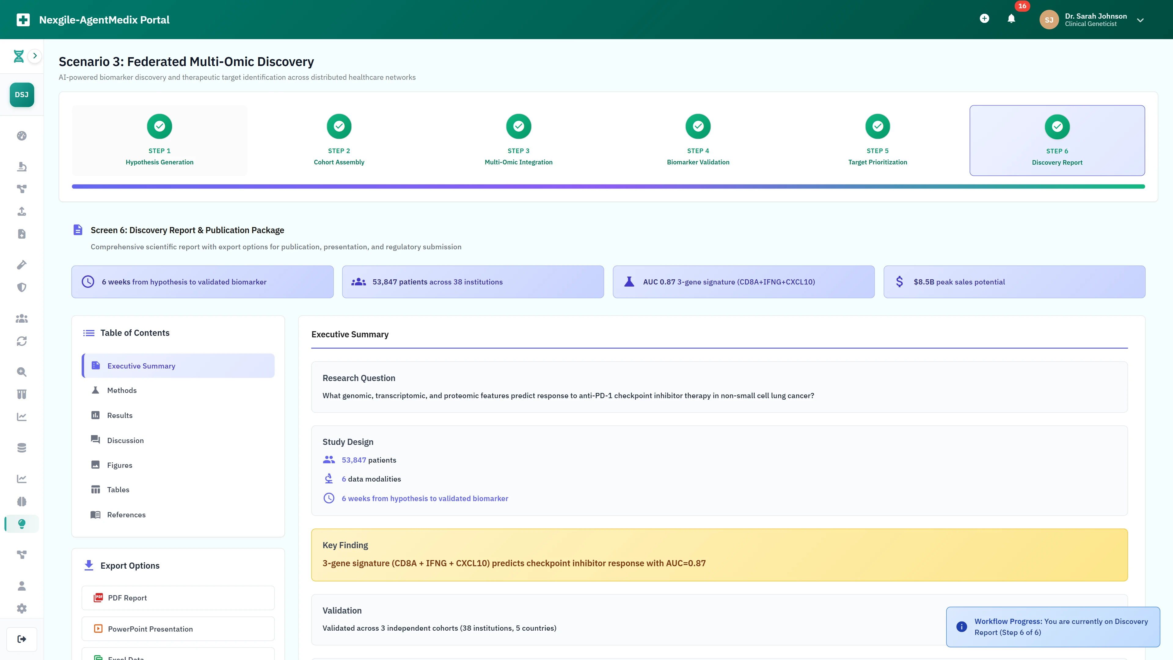 Discovery report and publication package with validated 3-gene signature biomarker and comprehensive scientific documentation