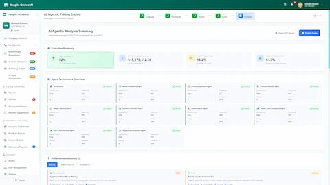 Comprehensive Analysis Summary - Executive metrics, detailed agent performance overview for all 10 agents, and prioritized AI recommendations for quote optimization