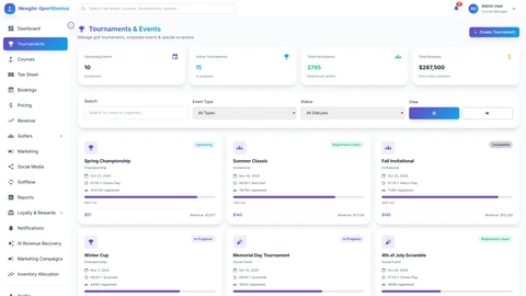 Tournaments Management Interface